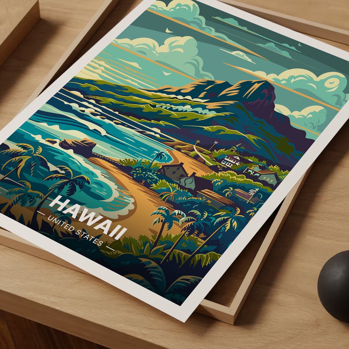 Hawaii Island Coastal Scenery Travel Poster - Image 3
