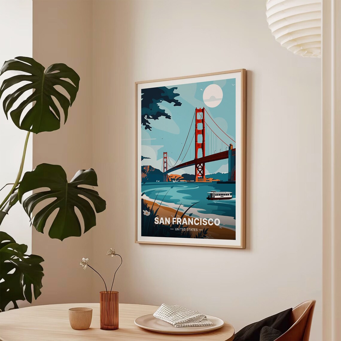 San Francisco Golden Gate Bridge Vintage Travel Poster Bay Sunset Art - Image 2
