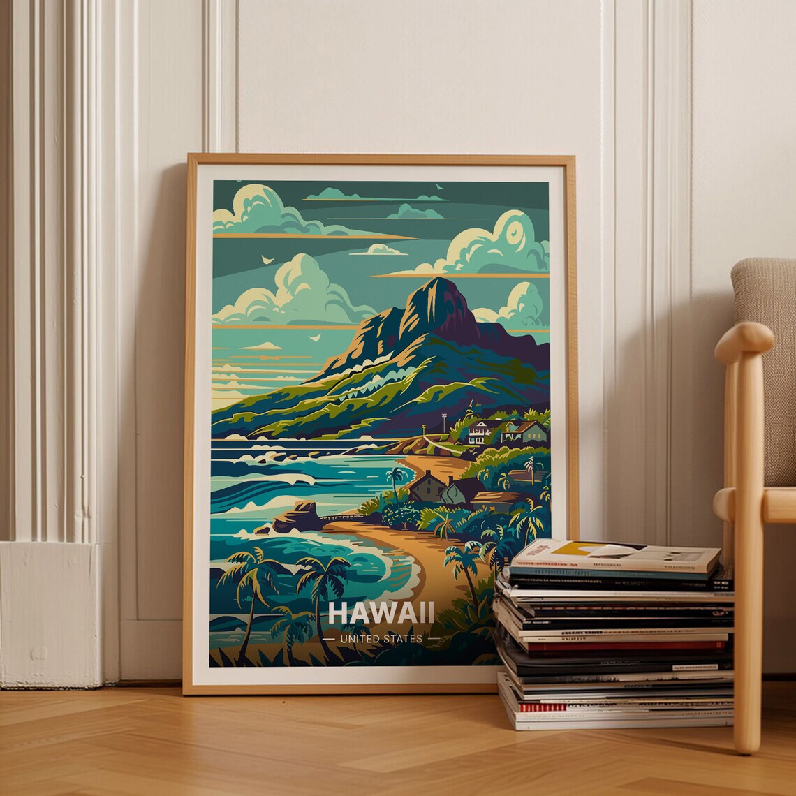 Hawaii Island Coastal Scenery Travel Poster