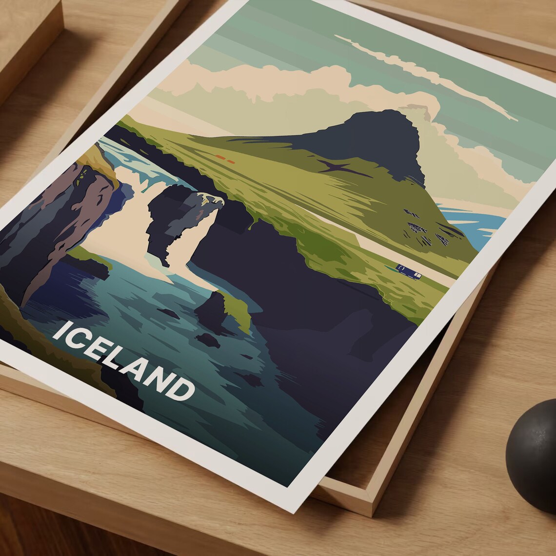 Iceland Travel Poster, Reykjavik Mount Kirkjufell - Image 3