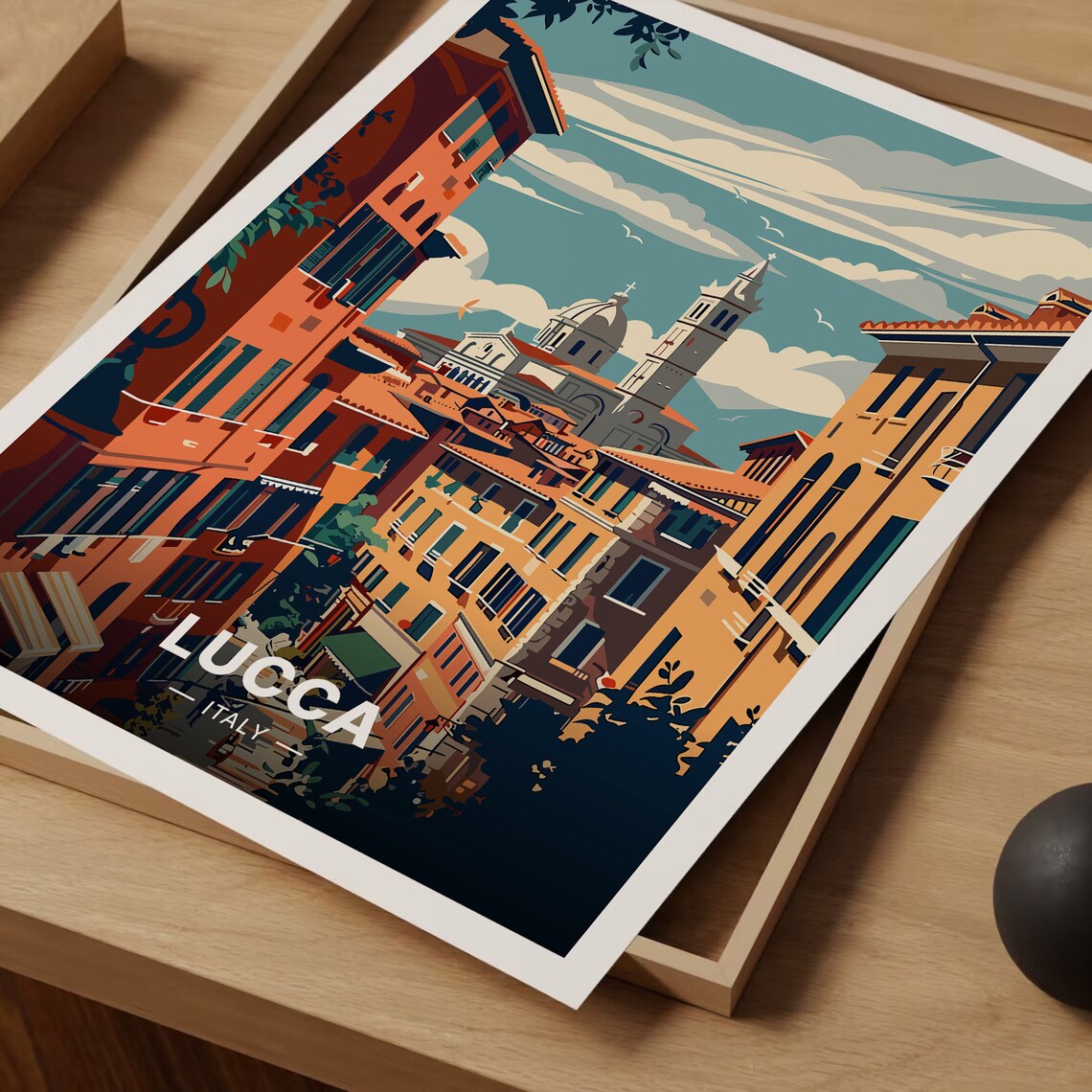 Lucca Italian Landscape Travel Poster, Wall Decor - Image 3