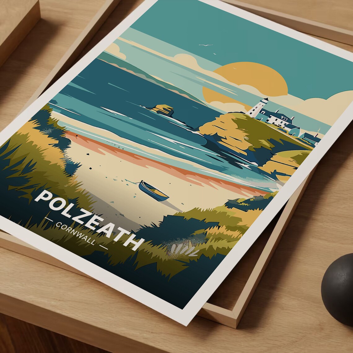 Polzeath Cornwall Golden Sandy Beach Sunset Vintage Travel Poster - Image 3