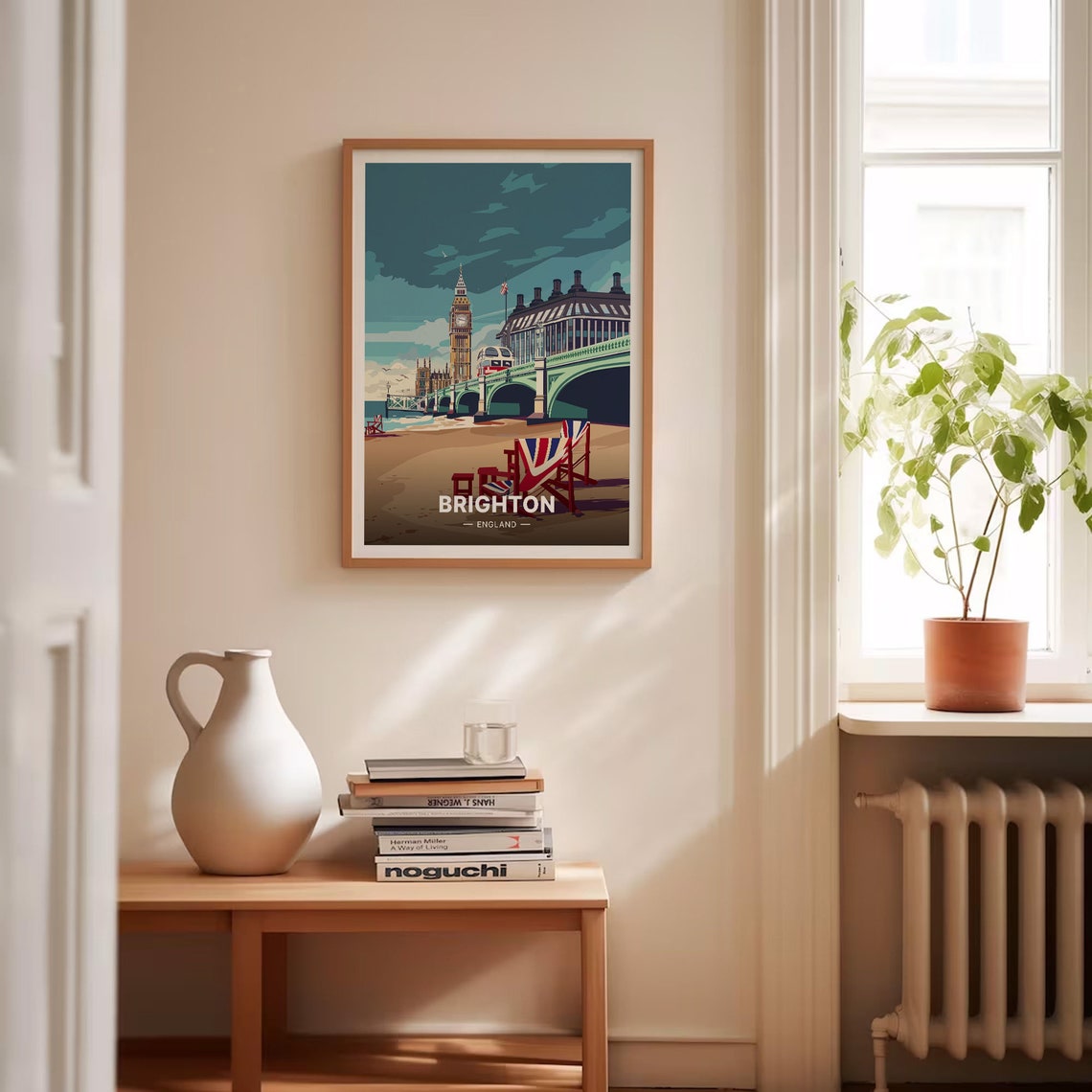 Brighton England Whimsical Beach Scene London Landmarks Poster - Image 4