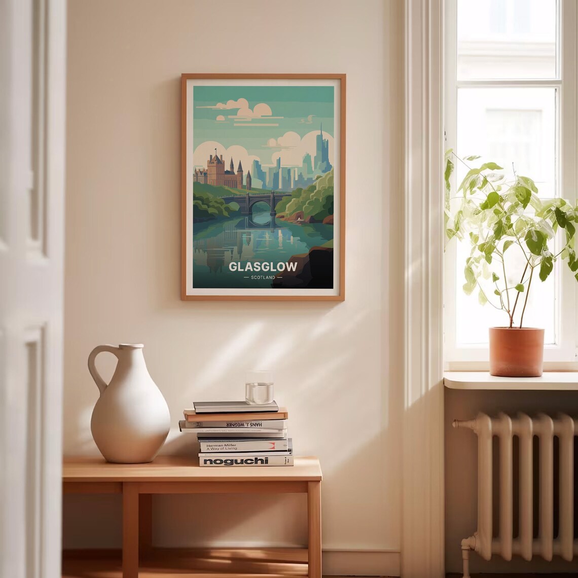Glasgow Scotland River Reflection Historic Bridge Cityscape Travel Poster - Image 4