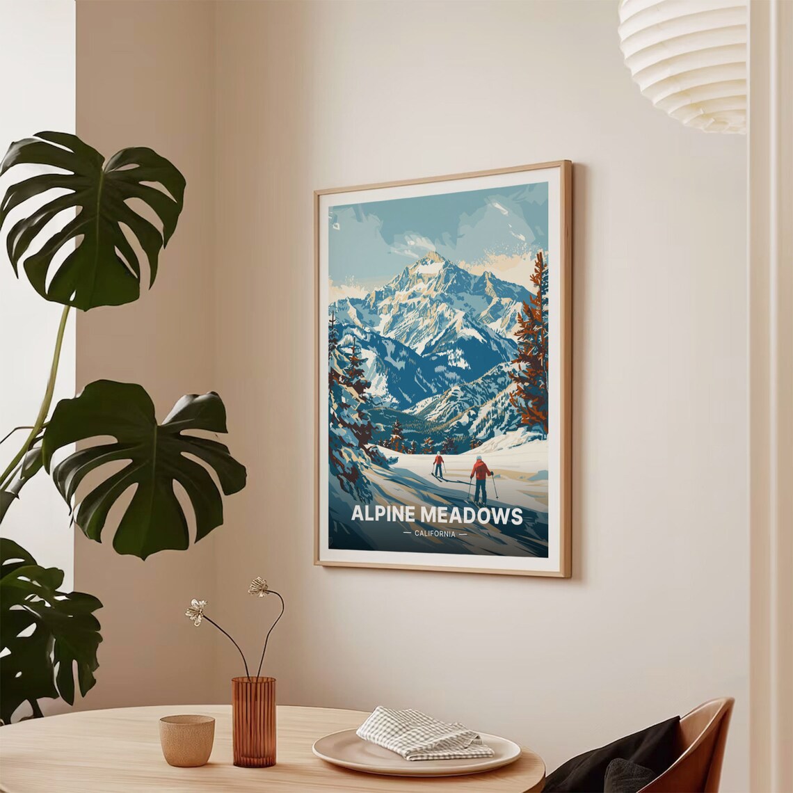 Alpine Meadows California Ski Poster Snowy Peaks Winter Resort Art - Image 2