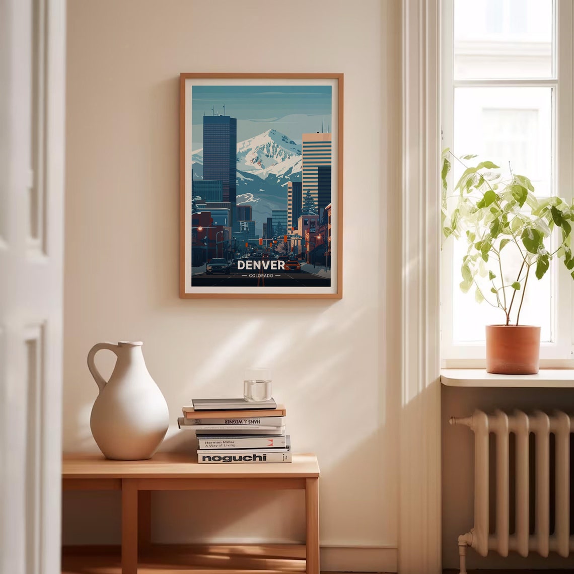 Denver Colorado Skyline Snow Capped Mountain City Travel Poster - Image 4