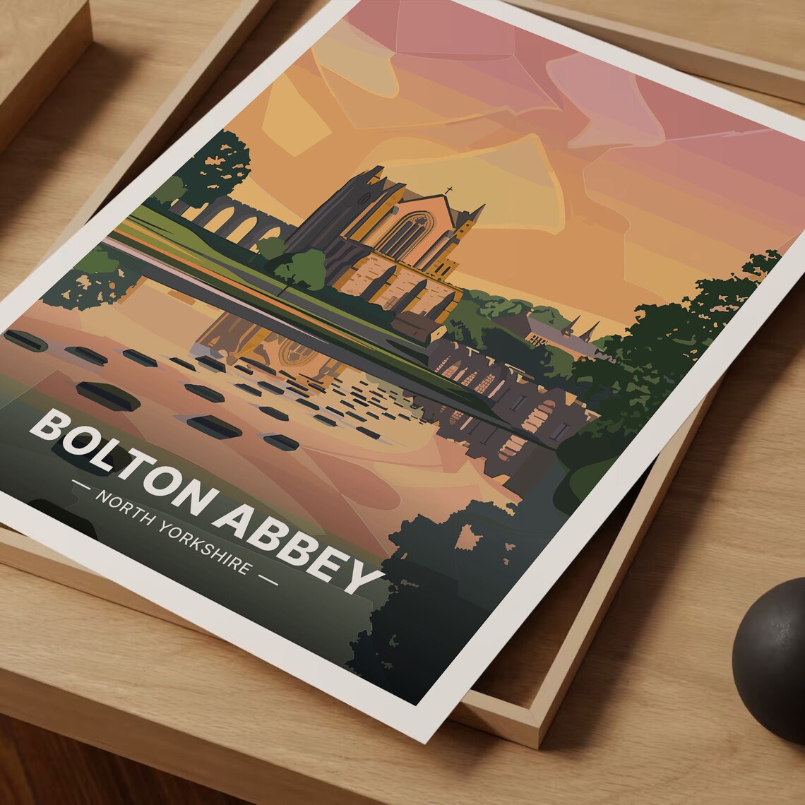 Bolton Abbey North Yorkshire Poster Historic Ruins River Reflection Art - Image 3