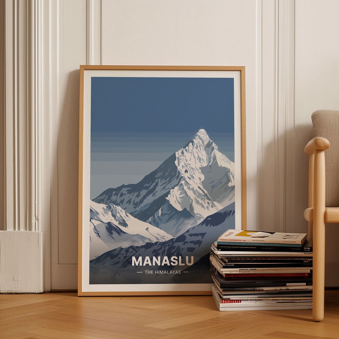 Manaslu Mountain Travel Poster, Himalayan Landscape