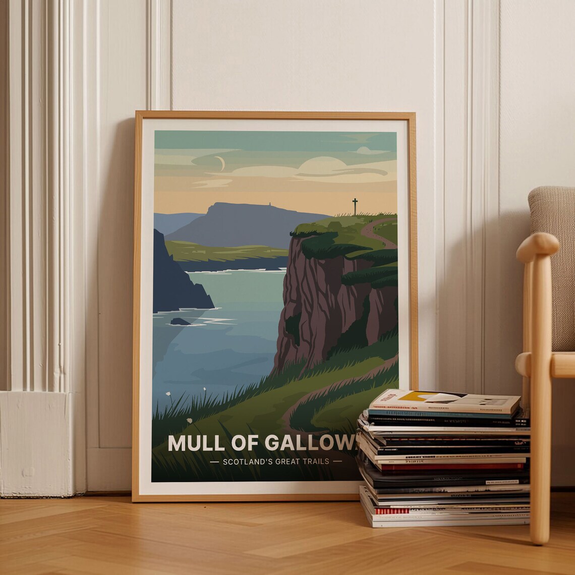 Mull of Galloway Scotland Rugged Sea Cliffs Vintage Travel Poster