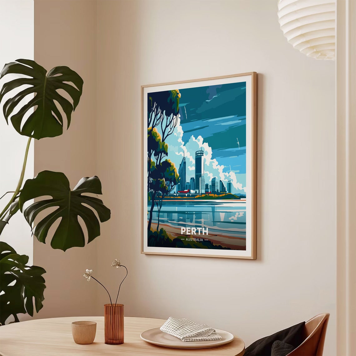 Perth Australia Poster City Skyline River Trees Urban Modern Art - Image 2