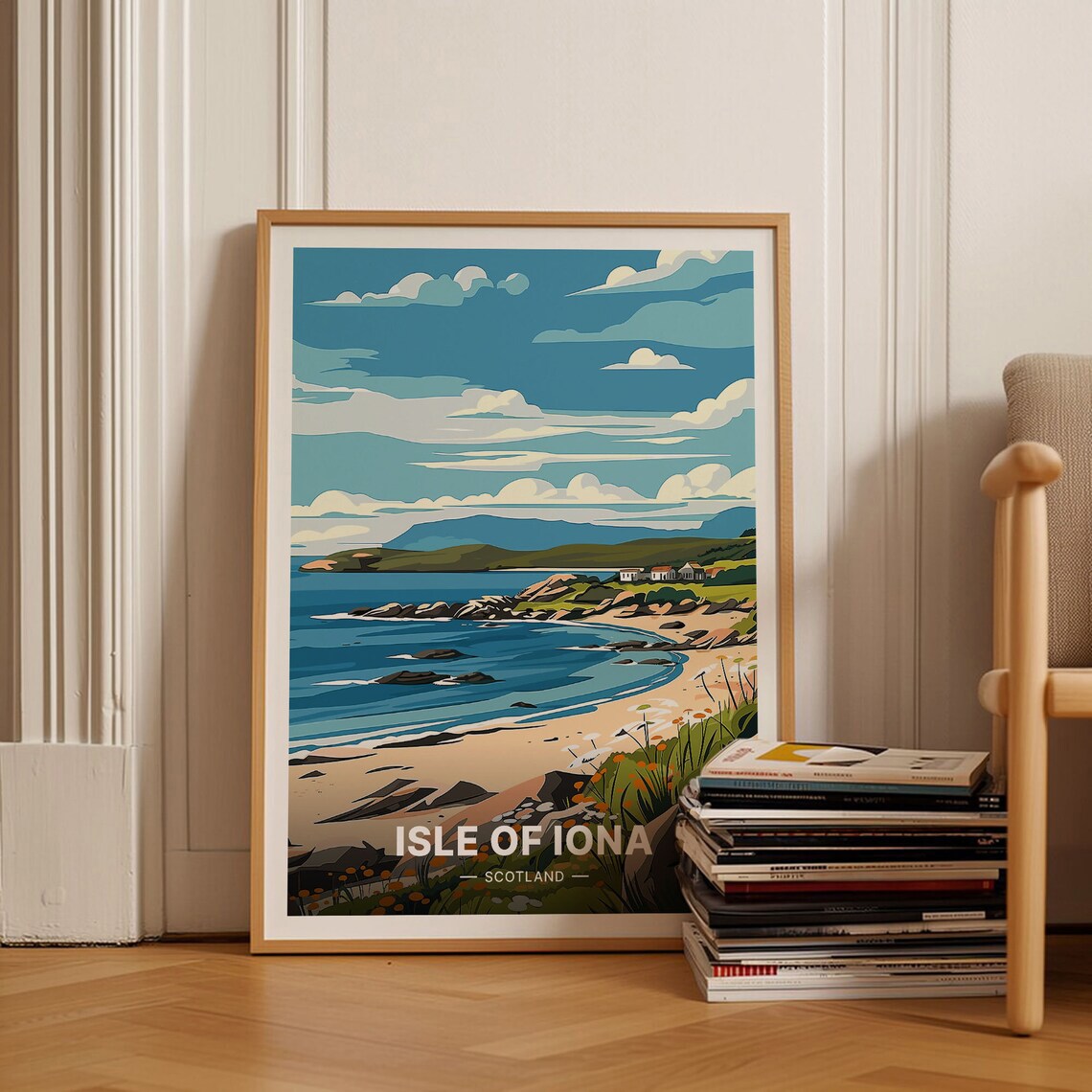 Isle of Iona Scotland White Sand Beach Bay Island Travel Poster