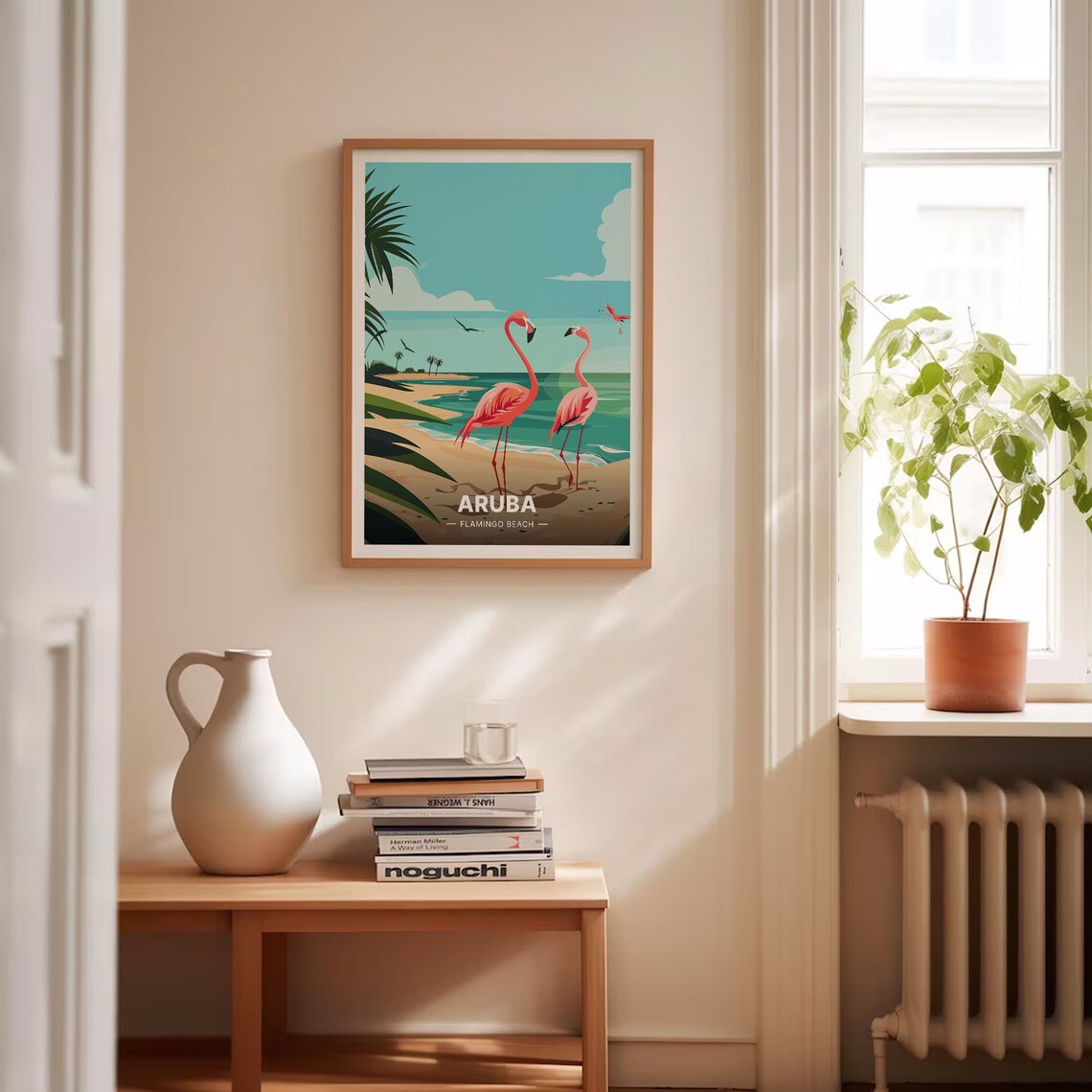 Aruba Flamingo Beach Travel Poster, Tropical Island - Image 4