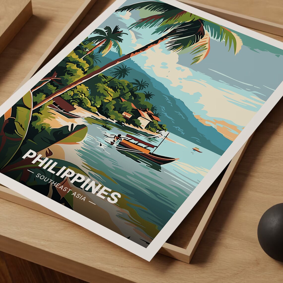Philippines Travel Poster, Scenic Landscape Illustration - Image 3