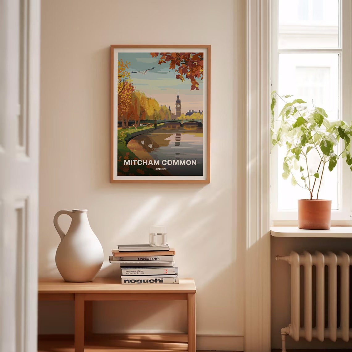 Mitcham Common London Autumn River Swans Big Ben Bridge Poster - Image 4