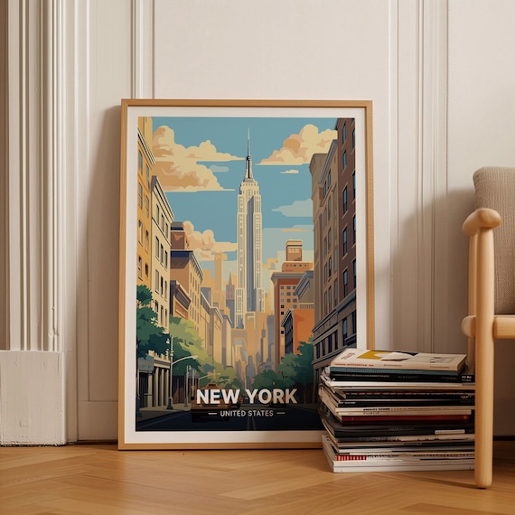 New York City Skyline Travel Poster, Urban Explorer
