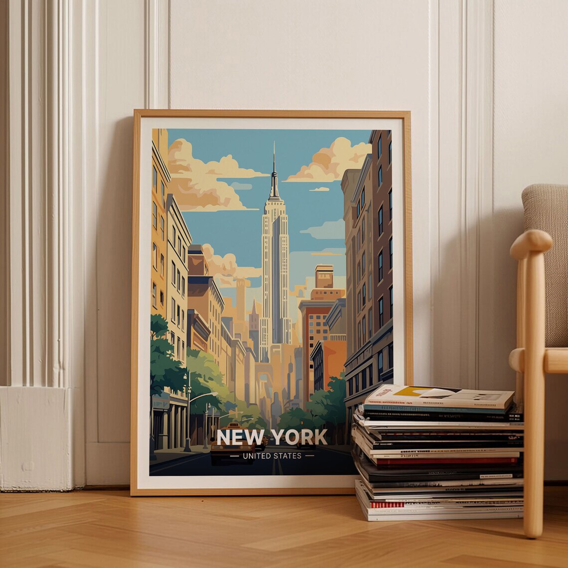New York City Skyline Travel Poster, Urban Explorer