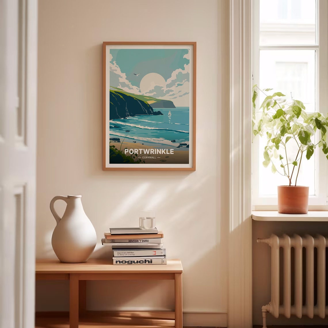 Portwrinkle Cornwall Coastal Cliffs Sailing Boat Ocean Poster - Image 4