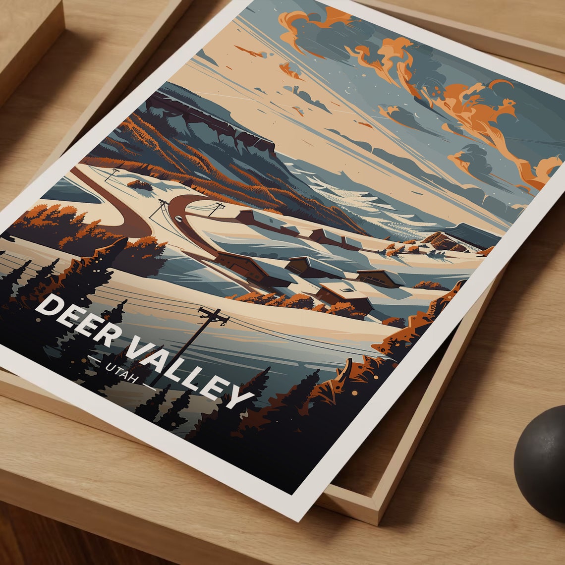Deer Valley Utah Ski Resort Winter Slopes Evergreen Trees Poster - Image 3