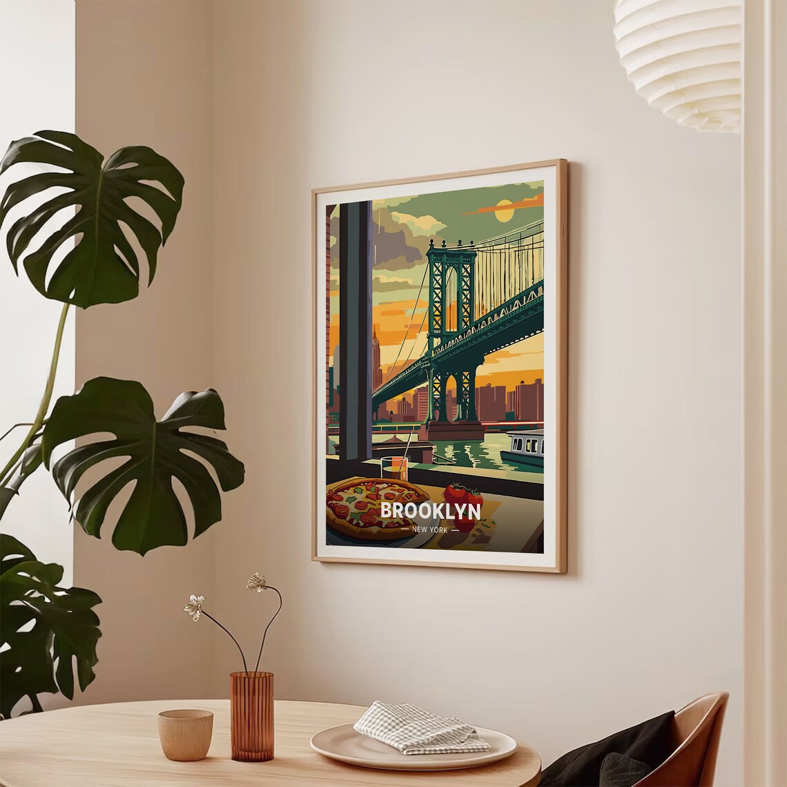 New York City Brooklyn Pizza Travel Poster - Image 2