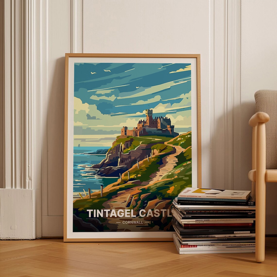 Tintagel Castle Cornwall England Vintage Travel Poster Coastal Art