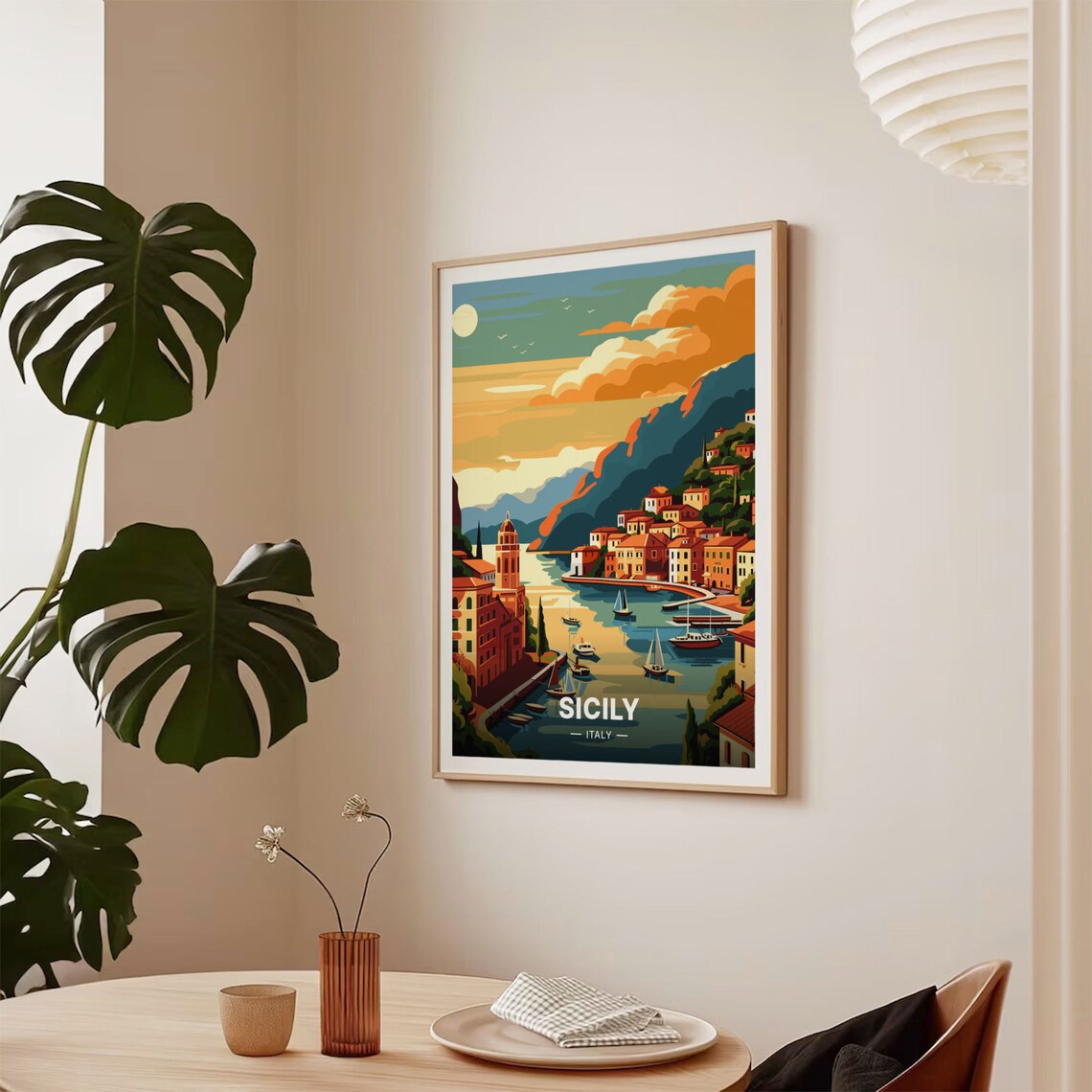 Sicily Travel Poster, Italy Landscape Art Print - Image 2