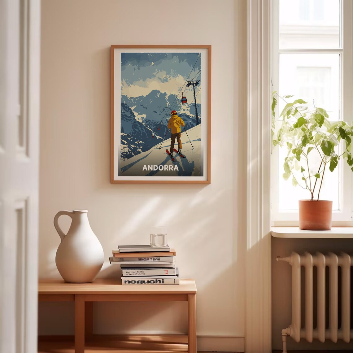 Andorra Pyrenees Ski Poster Powder Slopes Gondola Skier Sports Art - Image 4