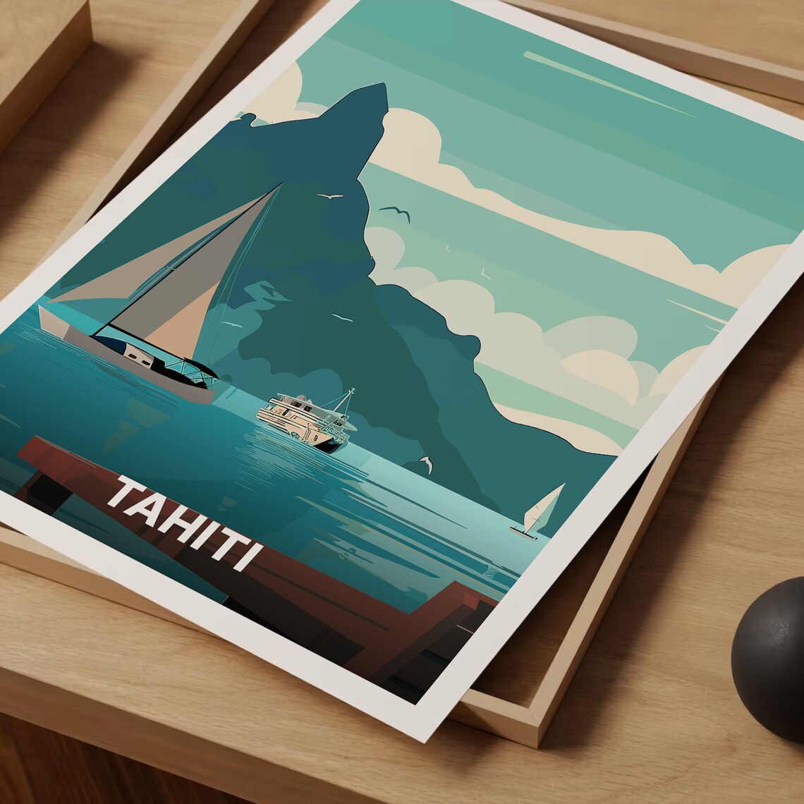 Tahiti Travel Poster, French Polynesia Minimalist Art - Image 3