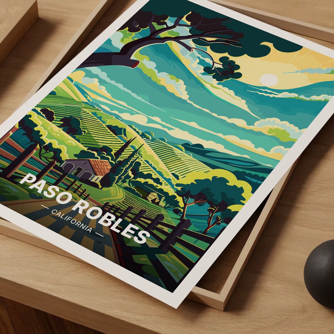 Paso Robles Vintage Travel Poster, California Art Print - Image 3