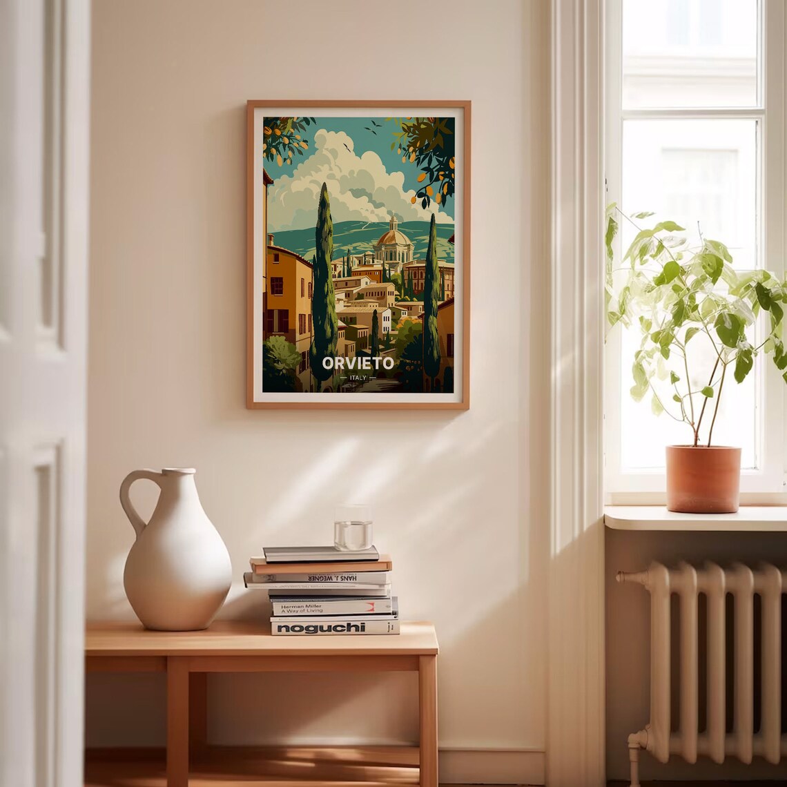 Orvieto Italy Hill Town Cathedral Dome Cypress Trees View Poster - Image 4
