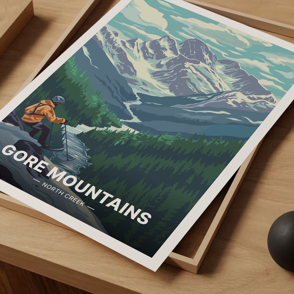 Gore Mountain North Creek Adirondacks Skier Snowy Peaks Travel Poster - Image 3