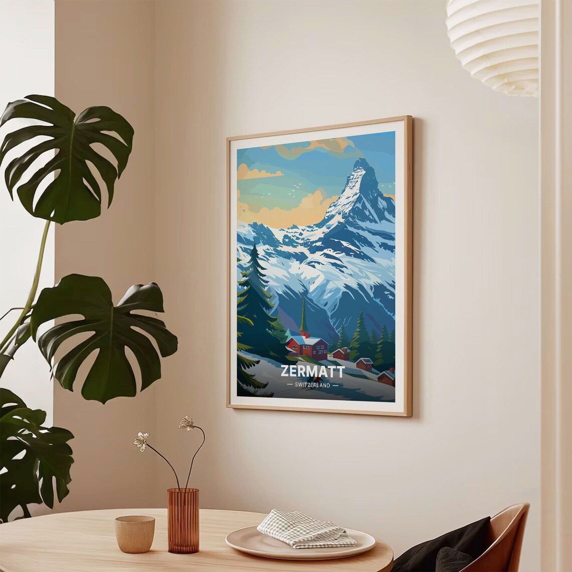 Zermatt Switzerland Matterhorn Alpine Cabin Village Travel Poster - Image 2