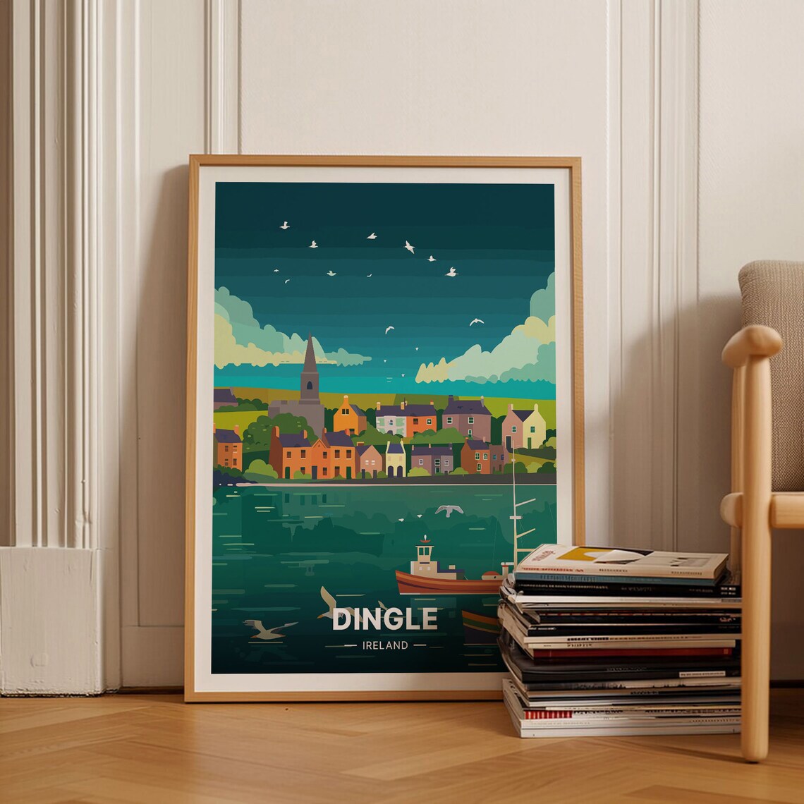 Dingle Ireland Travel Poster, County Kerry Landscape
