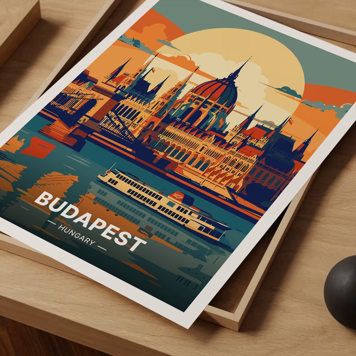 Budapest Travel Poster, Hungary Cityscape Art Print - Image 3