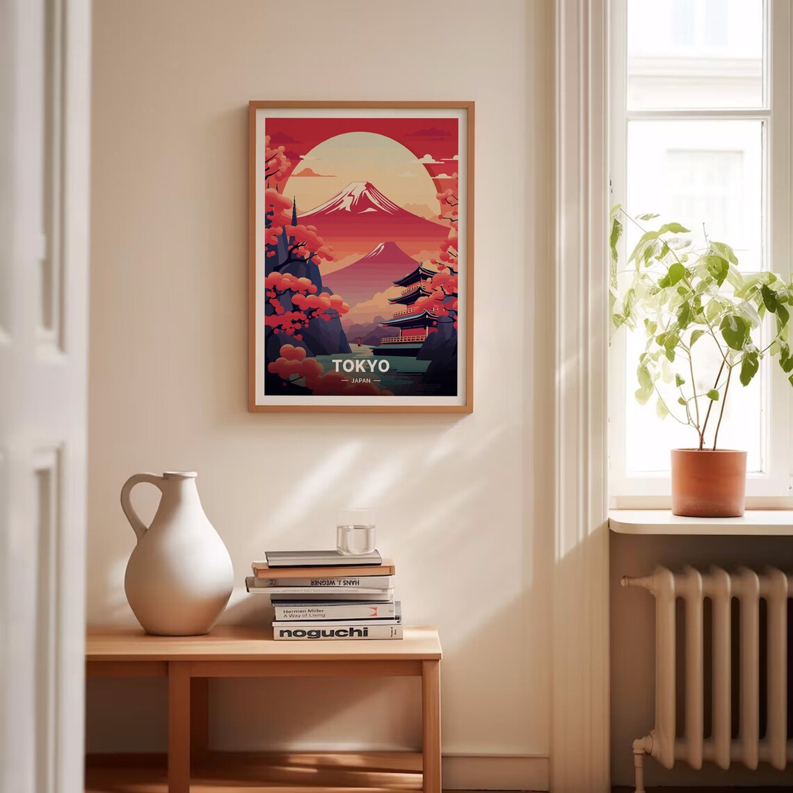 Tokyo Japan Mount Fuji Cherry Blossom Vintage Travel Poster Pagoda Sunset - Image 4