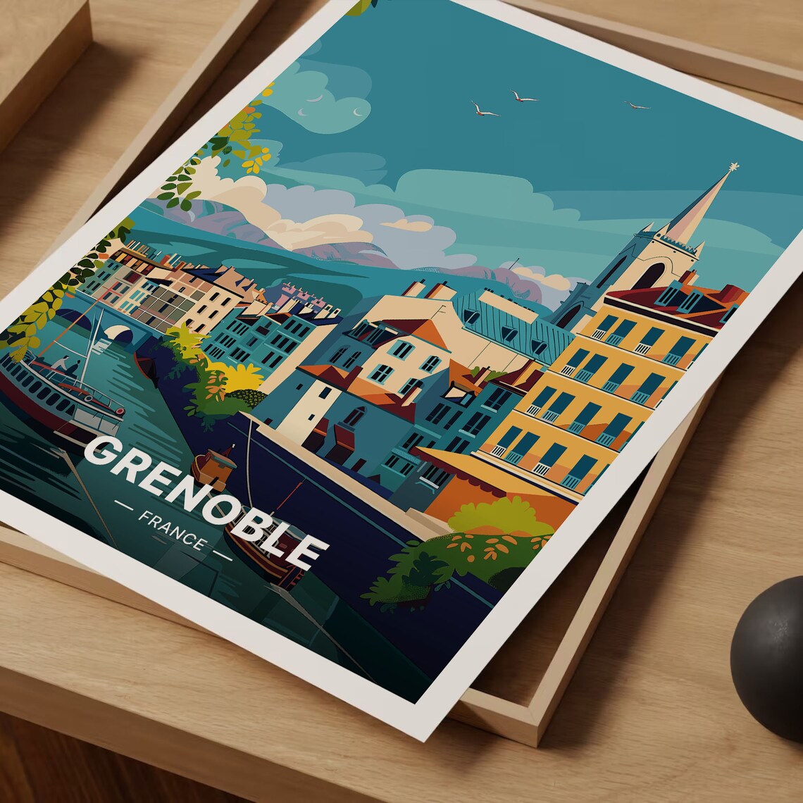 Grenoble France Travel Poster, 3D Style Art Print - Image 3