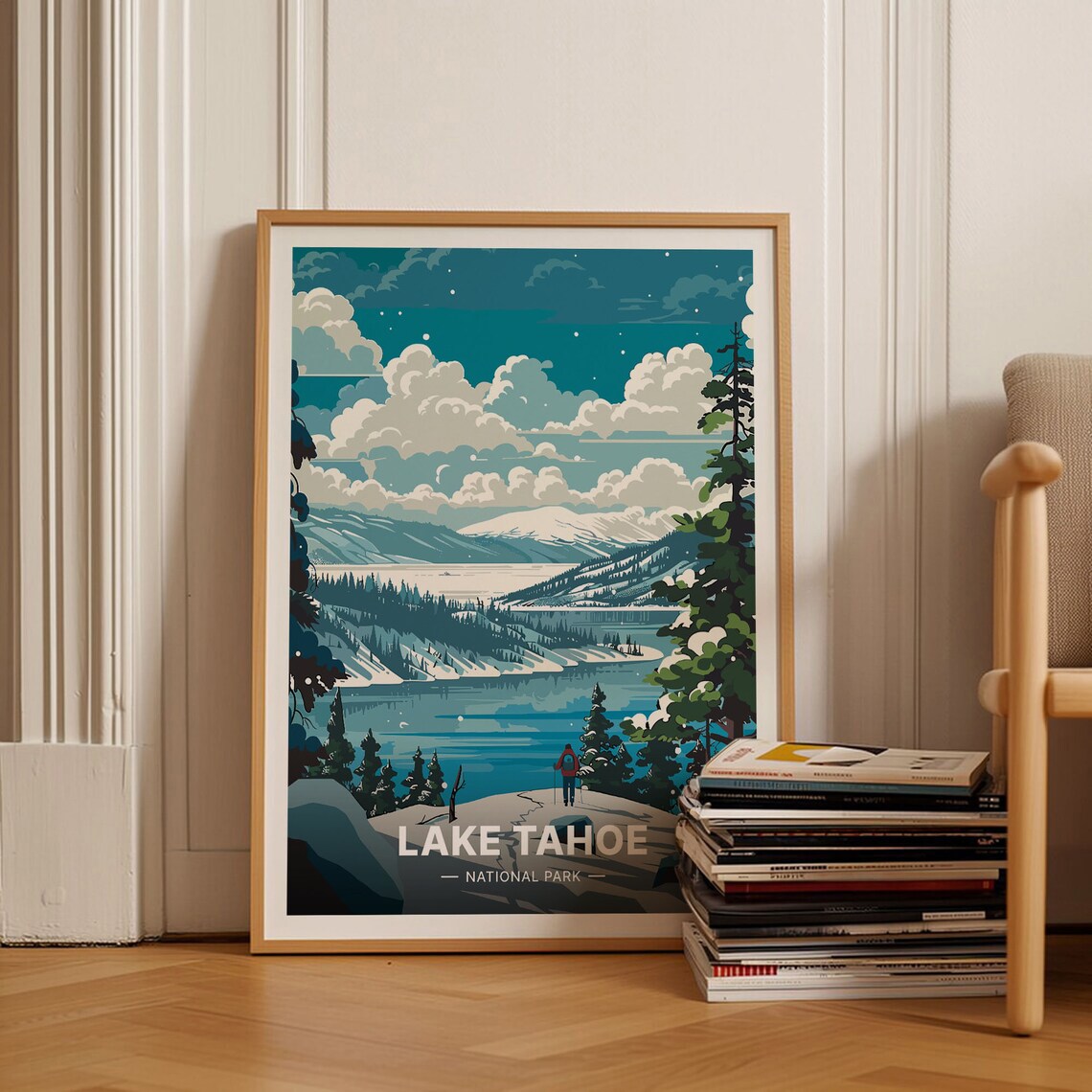 Lake Tahoe National Park Travel Poster, Scenic Landscape