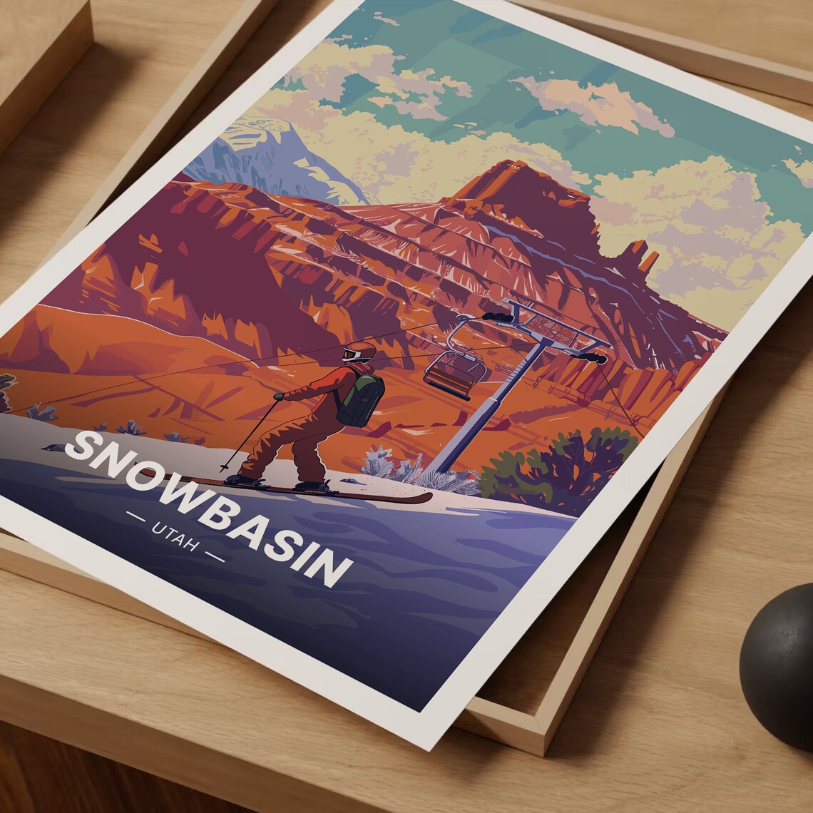 Snowbasin Ski Resort Travel Poster, Utah Ski Area - Image 3