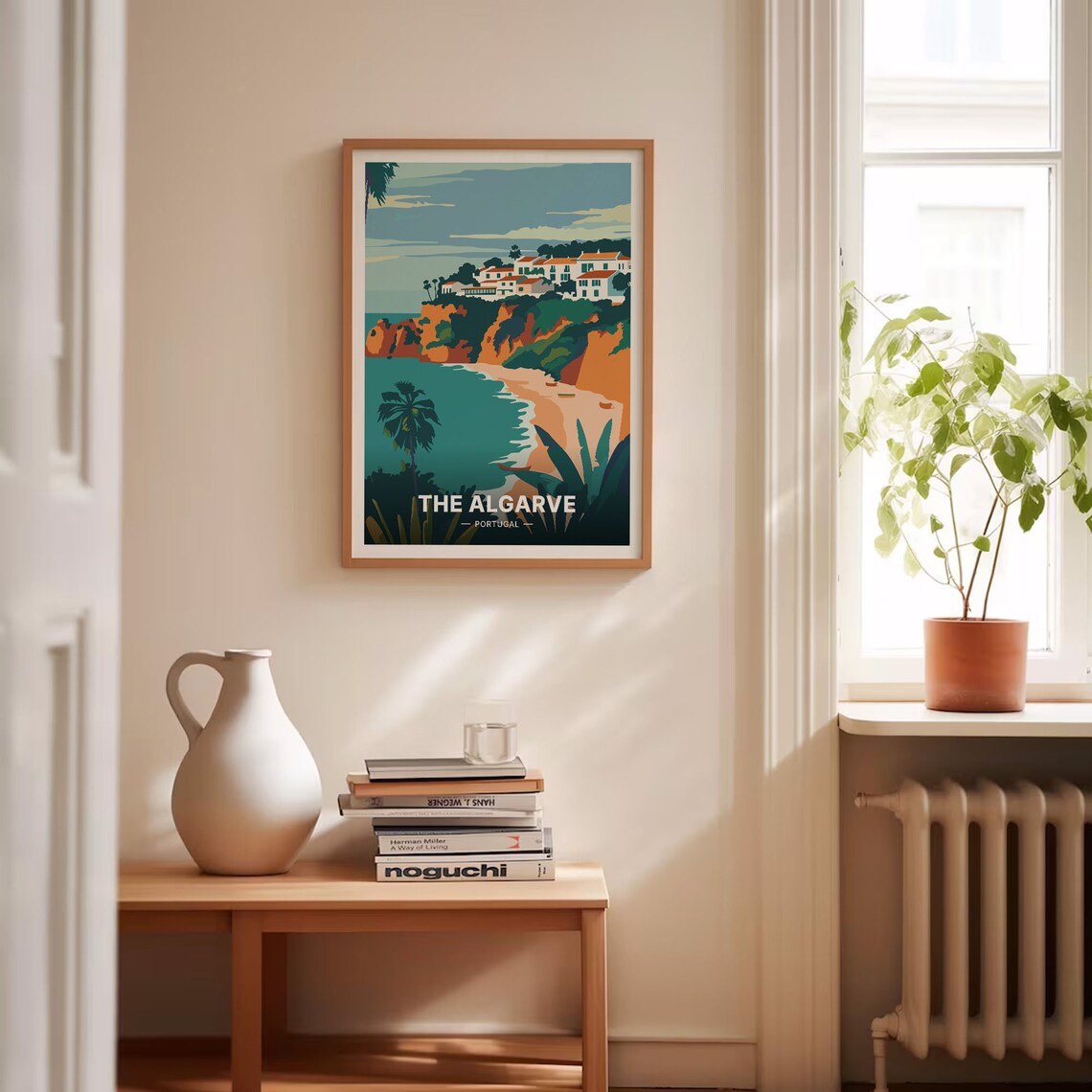 The Algarve Portugal Travel Poster Beach Cliffs Village Palm Coast Art - Image 4