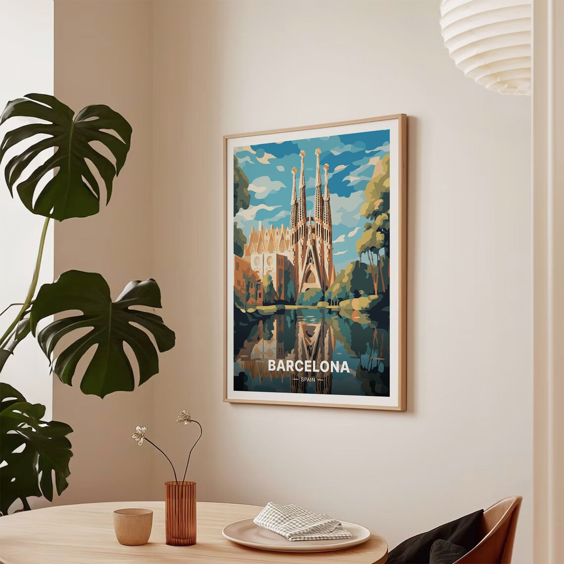 Barcelona Spain Sagrada Familia Golden Hour Retro Travel Poster - Image 2
