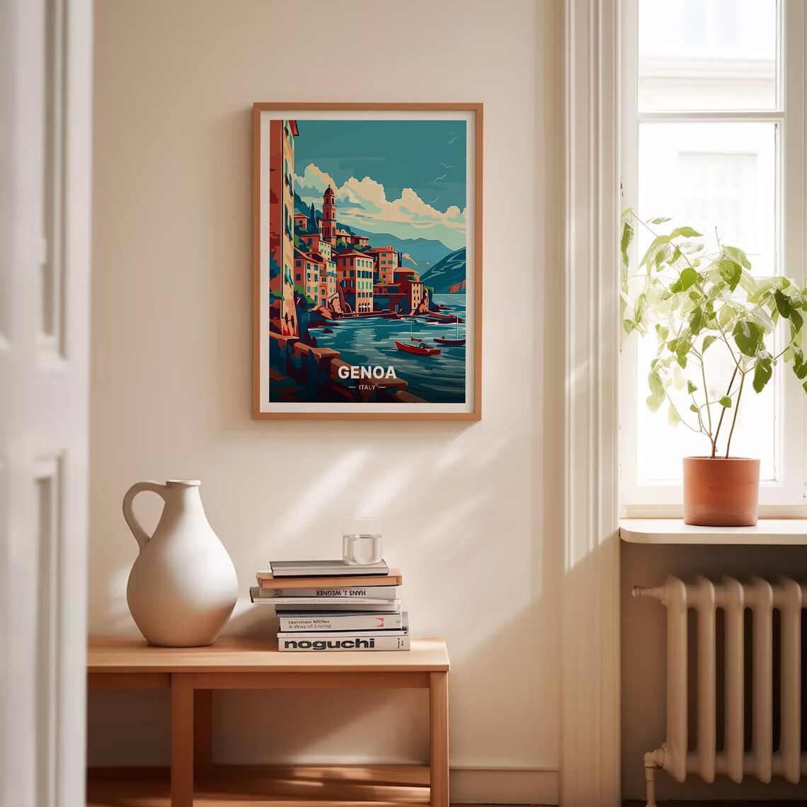 Genoa Italy Coastal Town Harbor Vintage Style Travel Poster Art - Image 4