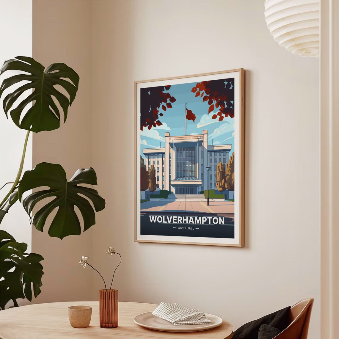 Wolverhampton Civic Hall Art Deco Architecture Travel Poster - Image 2