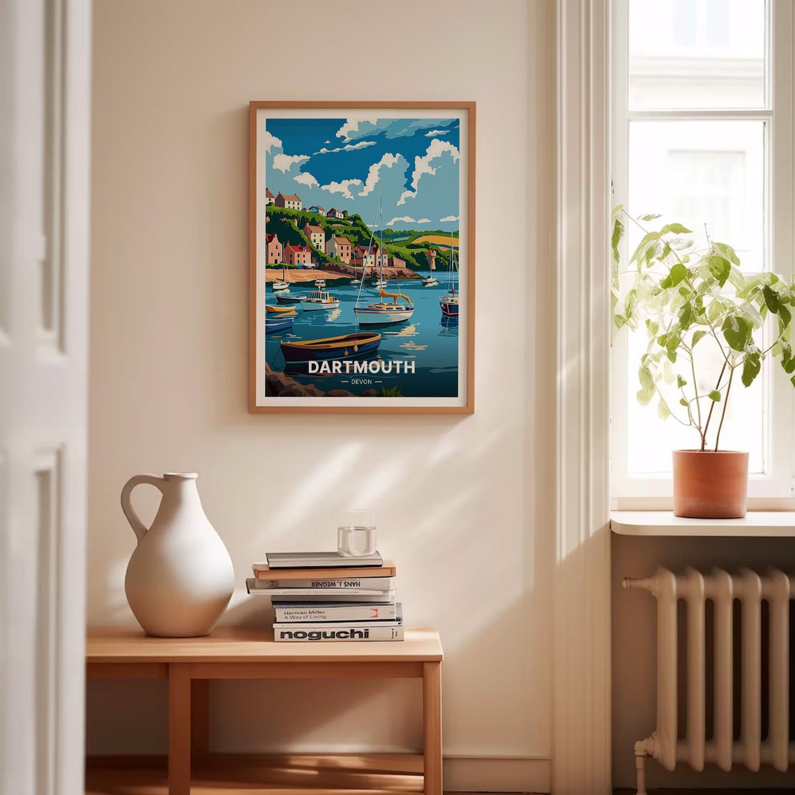 Dartmouth Devon Harbor Boats Hillside Cottages Sailing Town Poster - Image 4