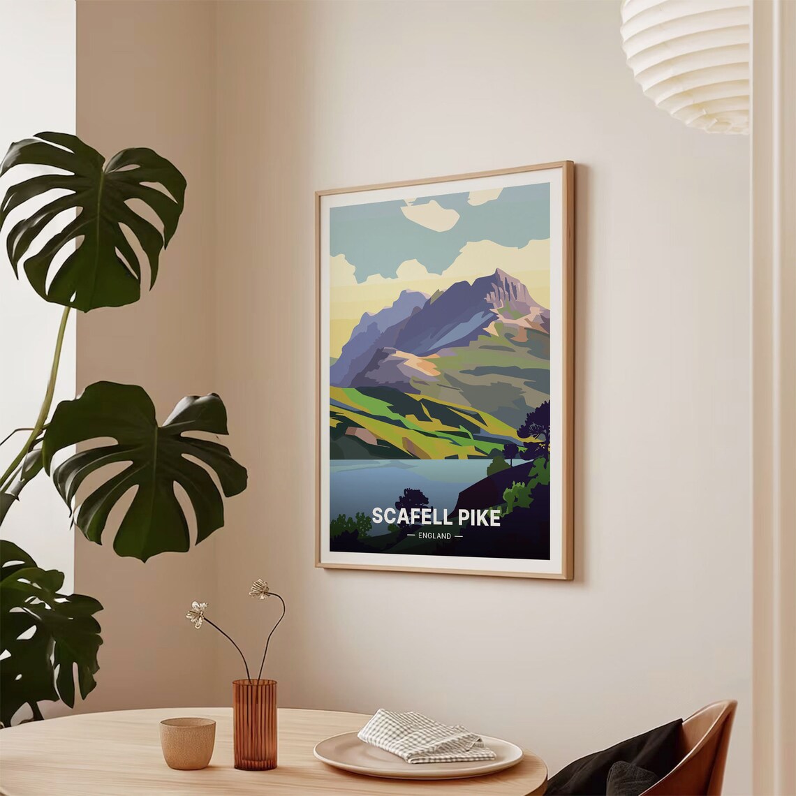 Scafell Pike England Mountain Lake Landscape Retro Travel Poster - Image 2