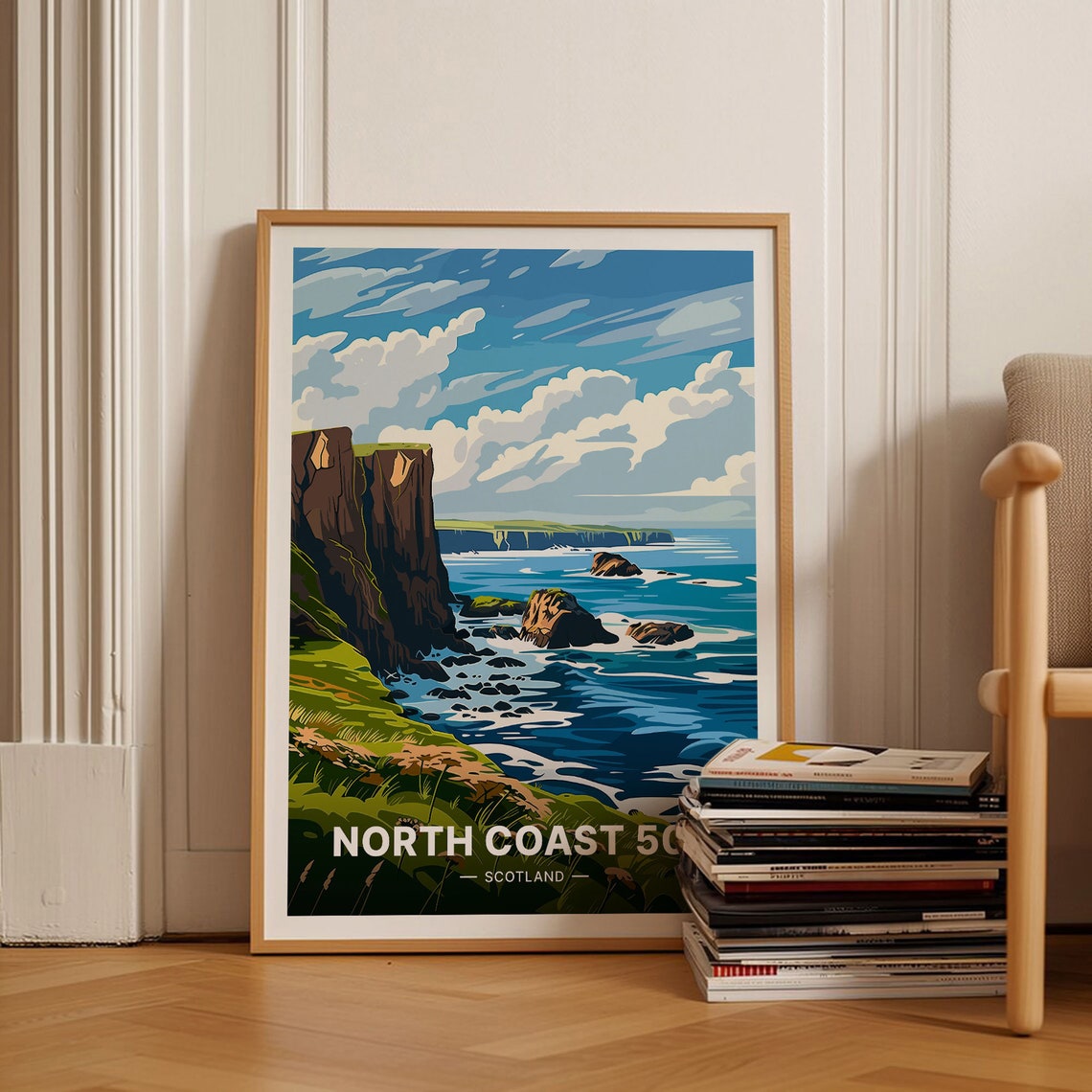 North Coast 500 Scotland Sea Cliffs Coastal Route Travel Poster