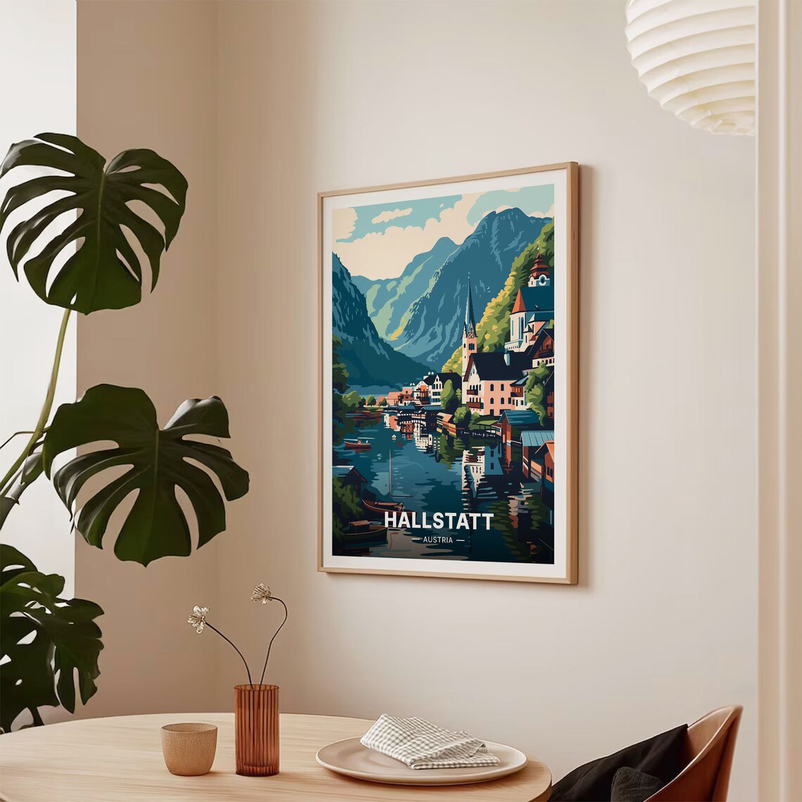 Hallstatt Austria Lakeside Village Town Vintage Travel Art Poster - Image 2