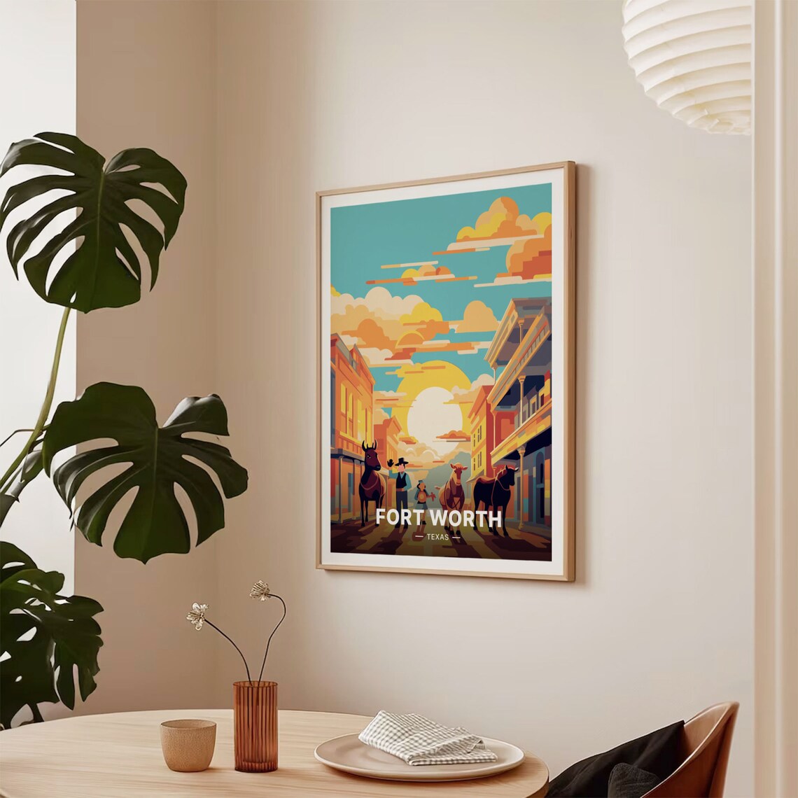 Fort Worth Texas Mid-Century Travel Poster Art Print - Image 2