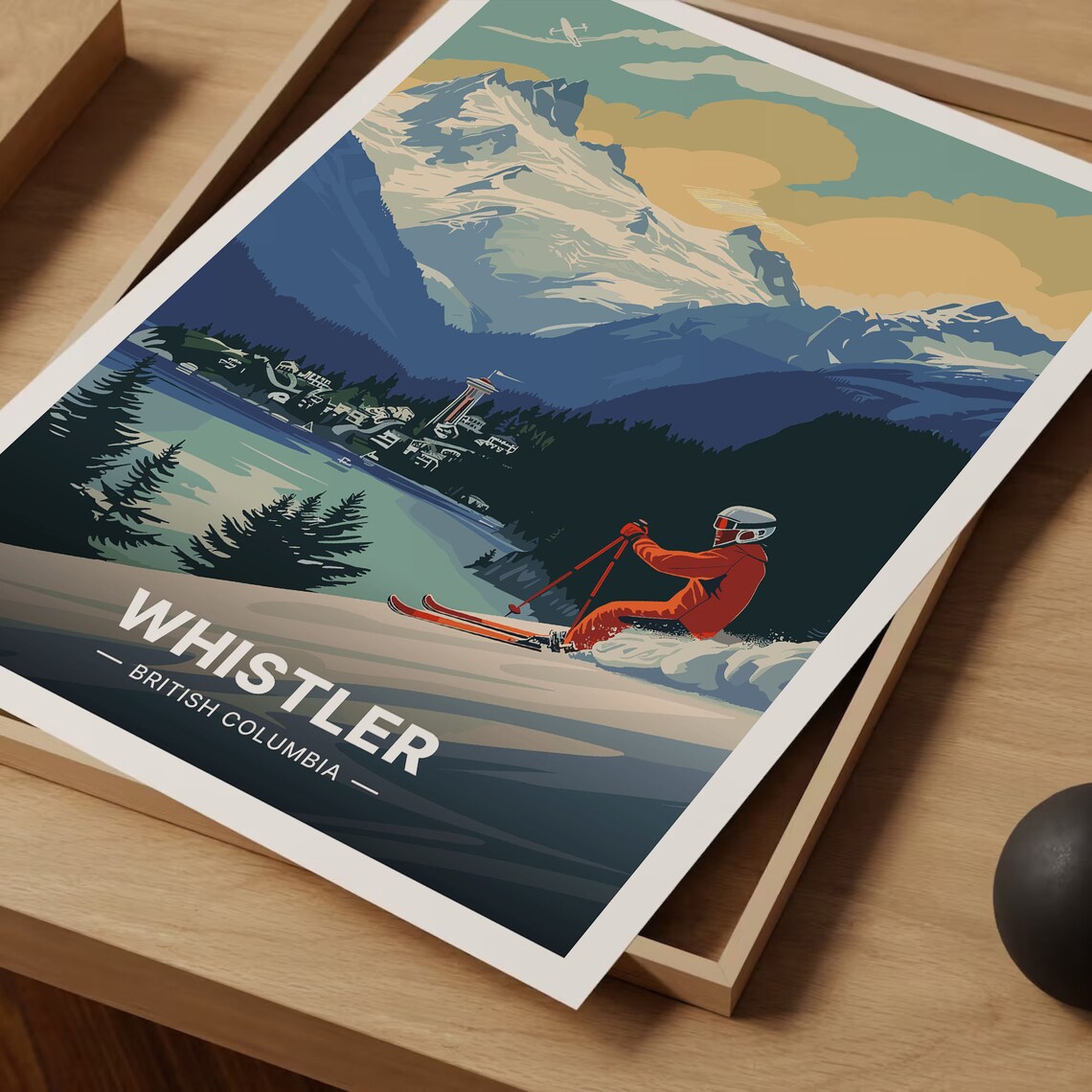 Whistler British Columbia Ski Resort Skier Snowy Peaks Poster - Image 3