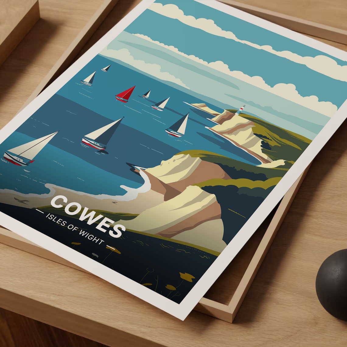 Cowes Isle of Wight Sailboat Regatta White Cliffs Travel Poster - Image 3