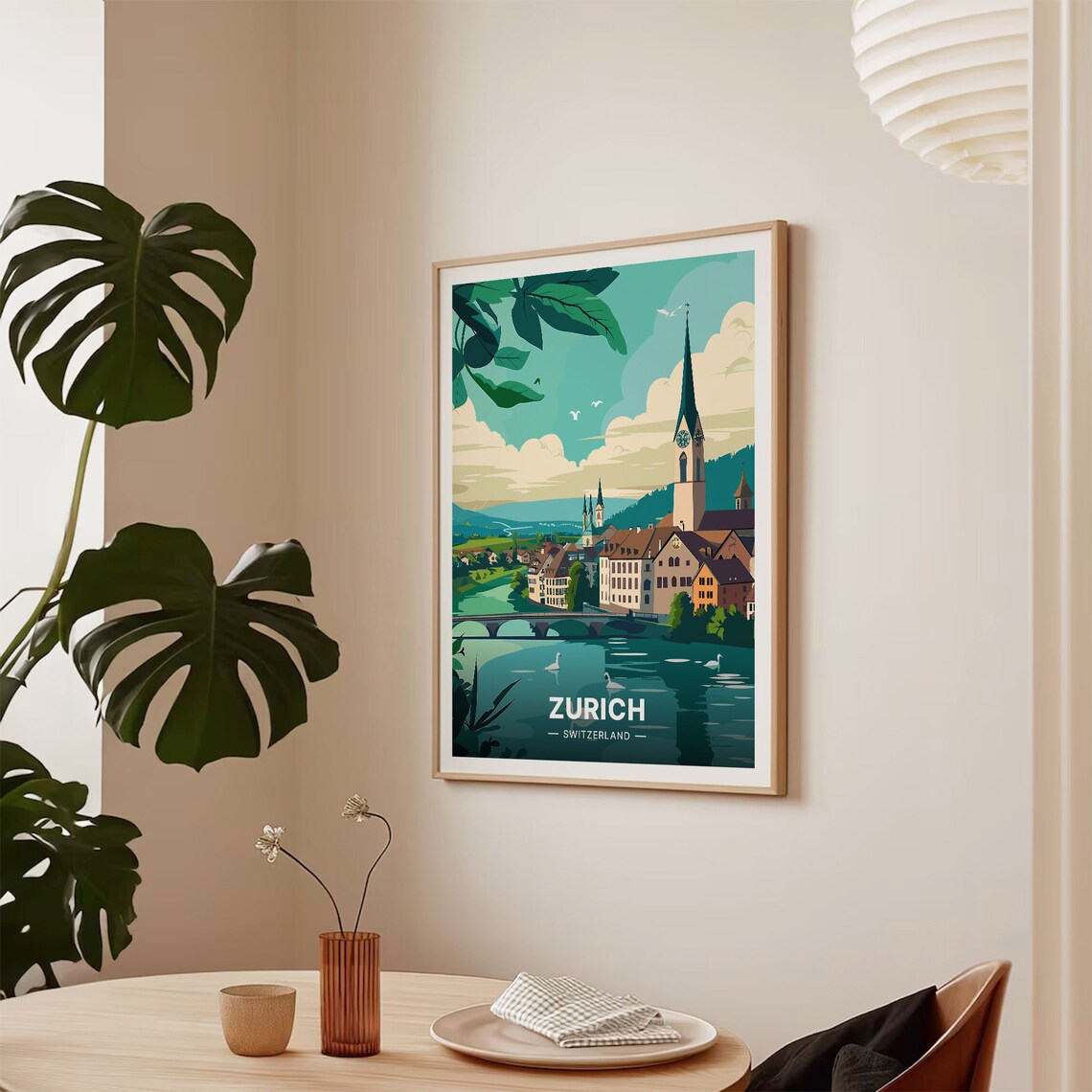 Zurich Cityscape Travel Poster, Switzerland Travel Poster - Image 2