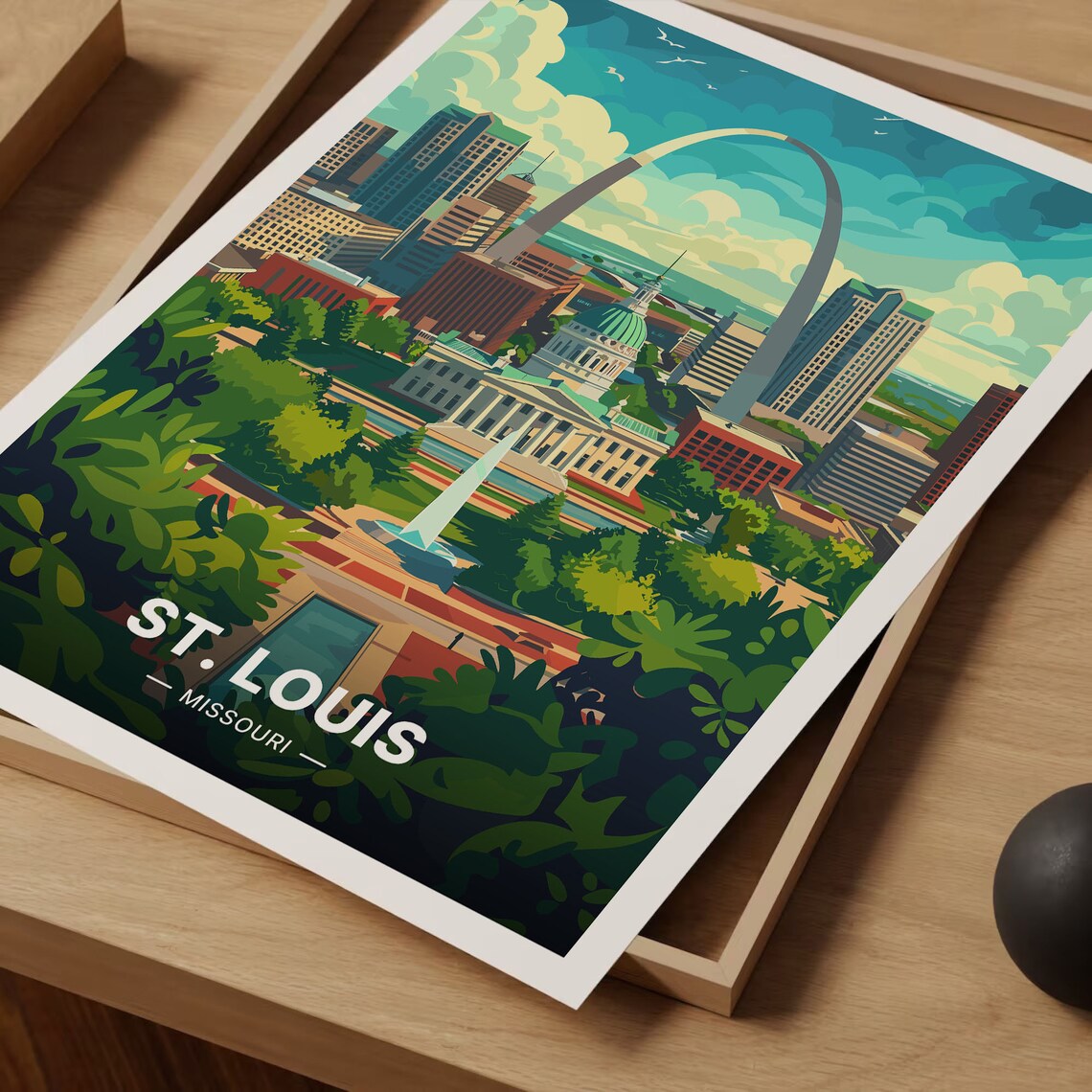 St Louis Travel Poster, Missouri Mid-Century Modern - Image 3